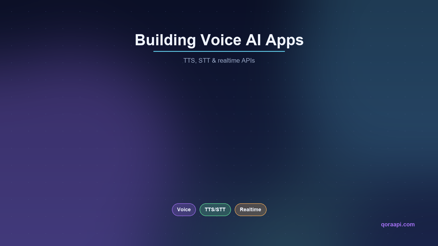 Cover graphic reading Building Voice AI Apps — TTS, STT & realtime APIs, with pills for Voice, TTS/STT and Realtime